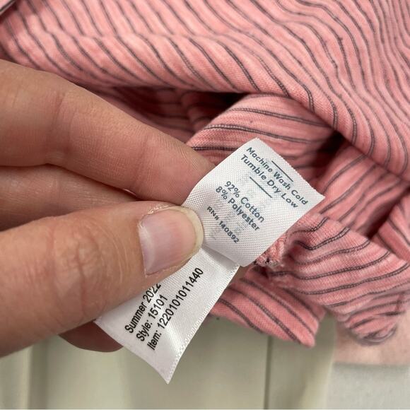 Marine Layer Pink Striped Short Sleeve Tee Shirt Womens L Casual Pocket Classic - Picture 3 of 9